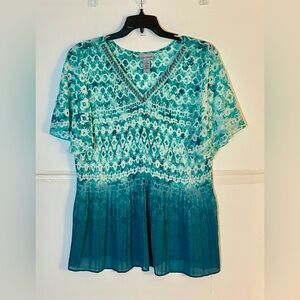 Catherine’s Teal Patterned Women's Top